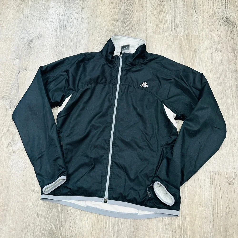 Nike ACG Sphere Dry Kids Medium Jacket Black White Full Zip Windbreaker M 8-10